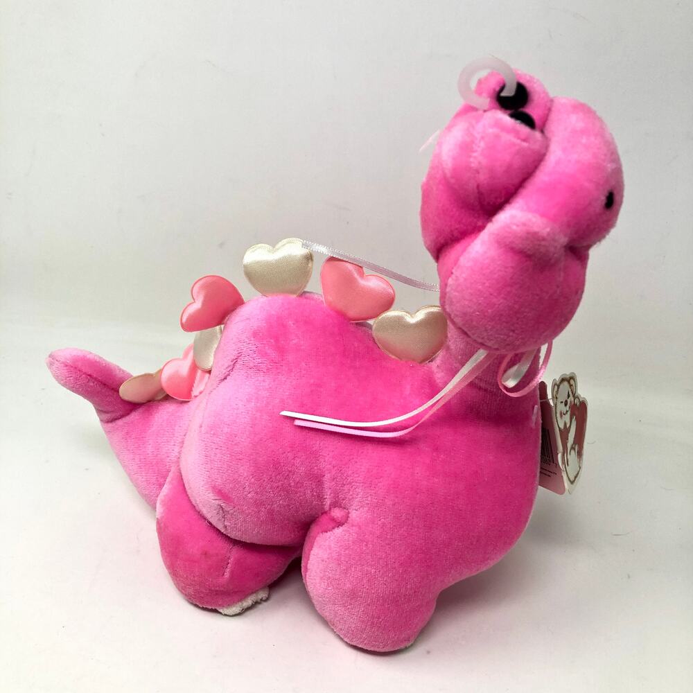 Commonwealth Pink Dinosaur Plush 9" Satin‎ Heart Valentine Toy with Tag